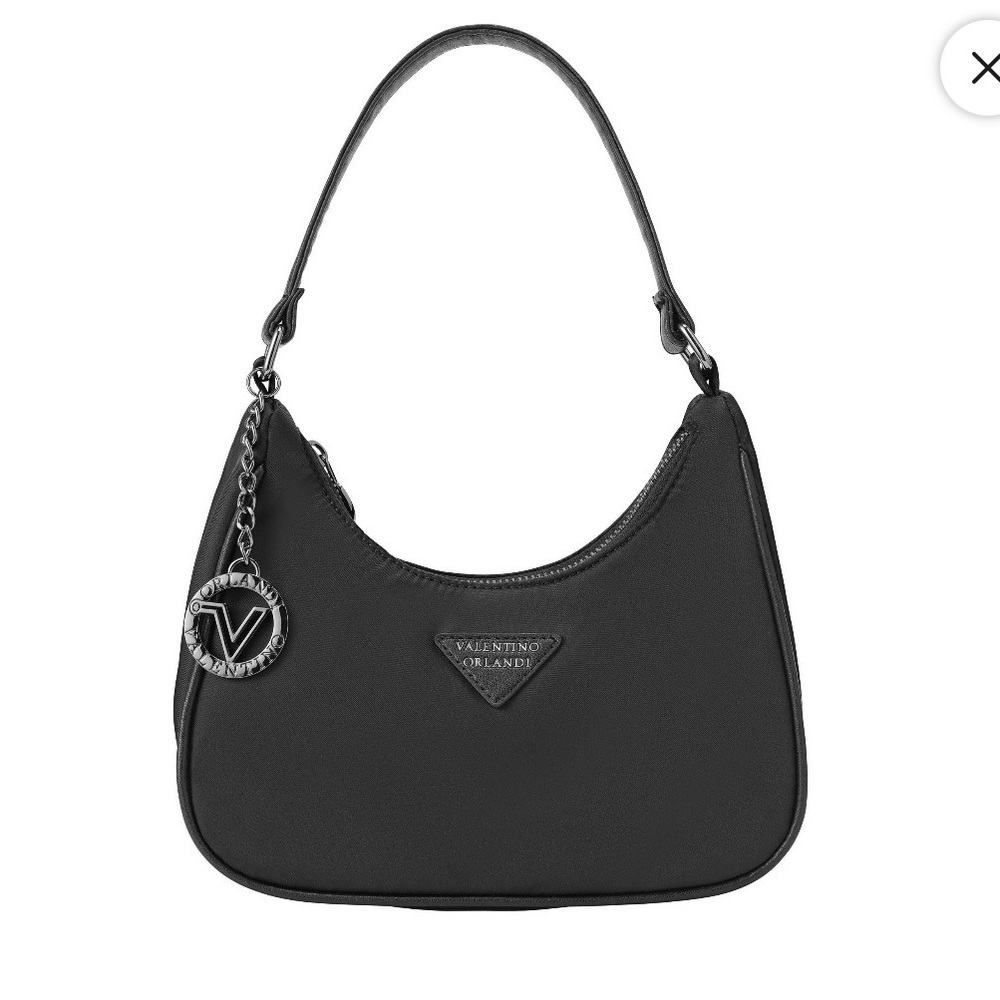 Valentino Orlandi Nylon Elegant Black Shoulder Bag